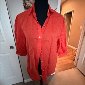 Lauren Ralph Lauren Women's Bright Orange Button-Down Shirt